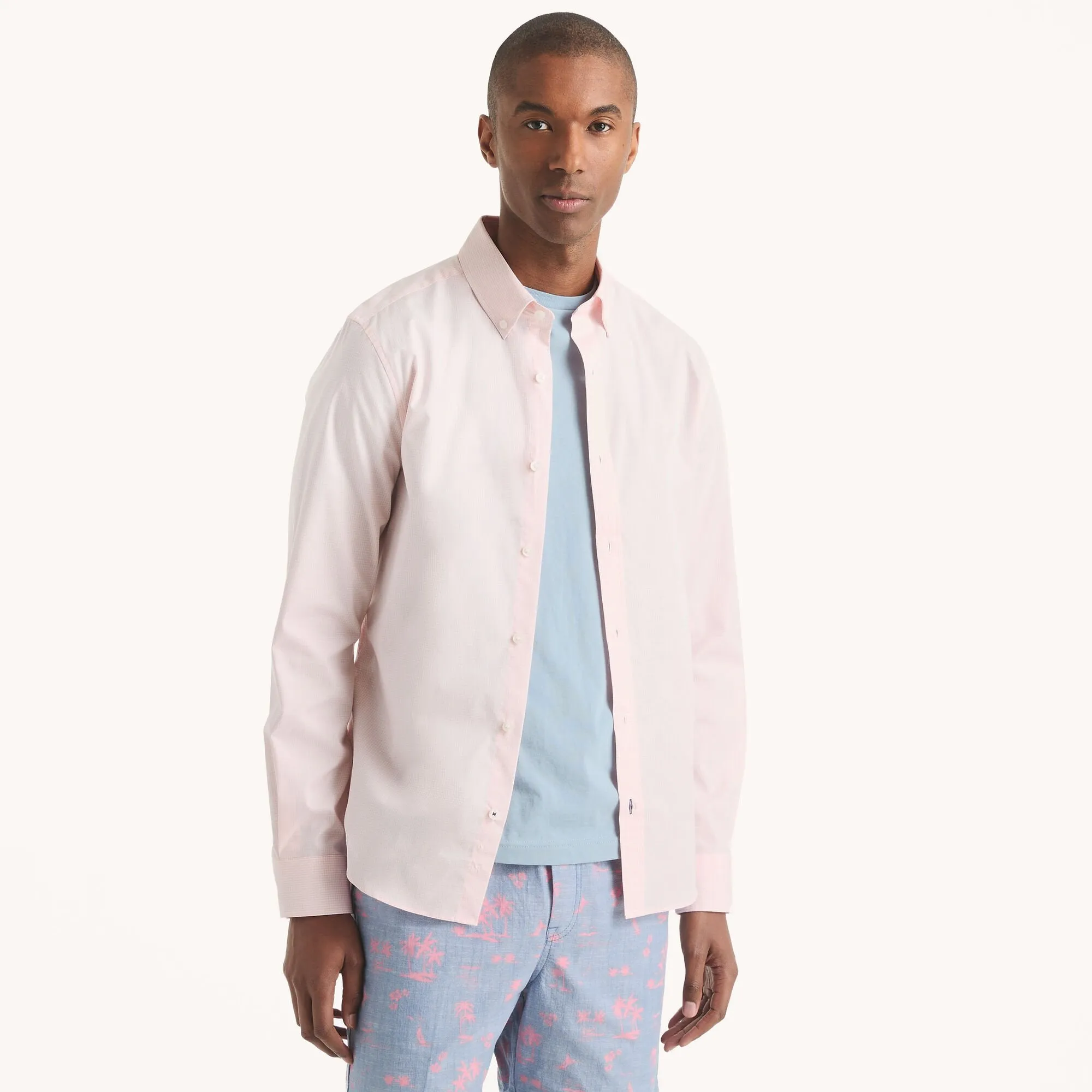Nautica Mens Slim Fit Wrinkle-Resistant Micro Gingham Shirt