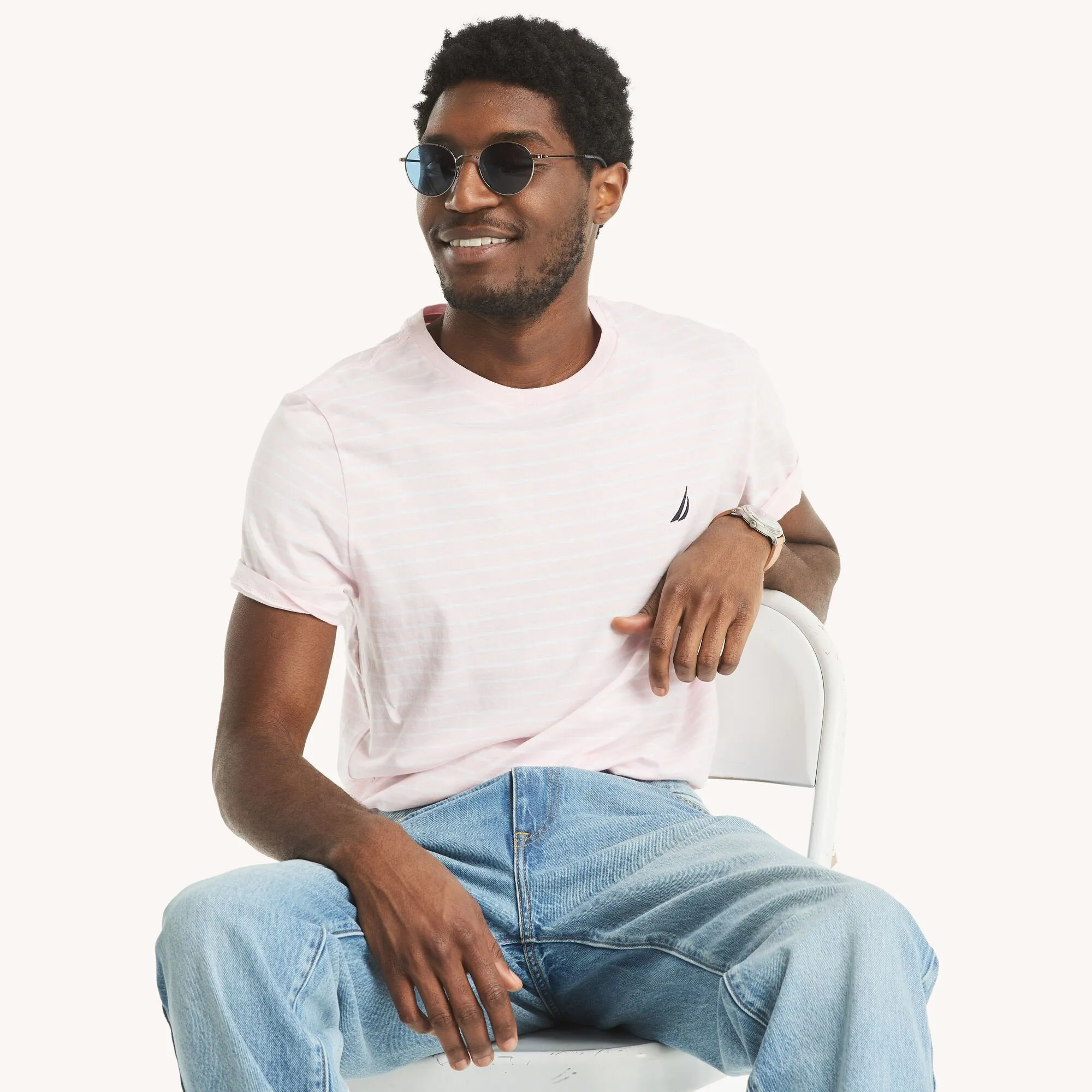 Nautica Mens Striped Crewneck T-Shirt