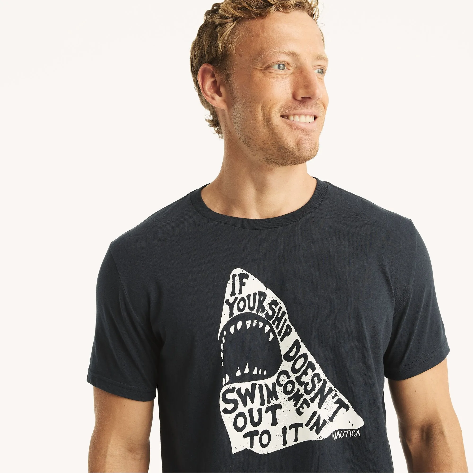 Nautica Mens Whimsical Shark Graphic T-Shirt