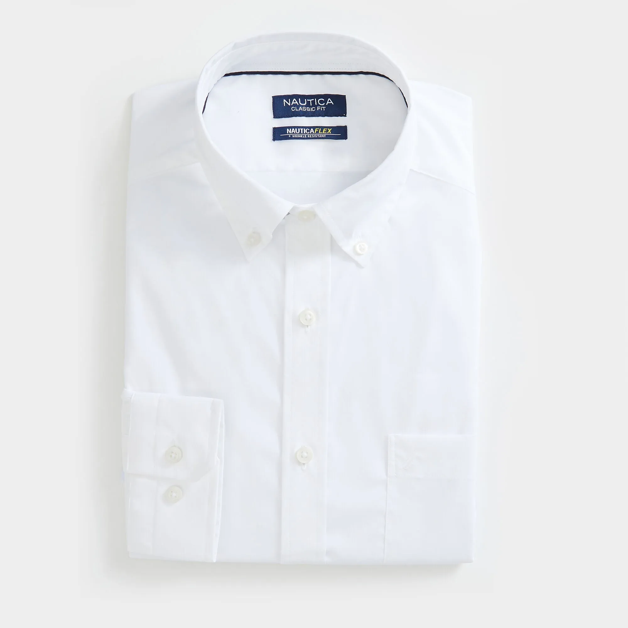 Nautica Mens Wrinkle-Resistant Wear To Work Poplin Shirt