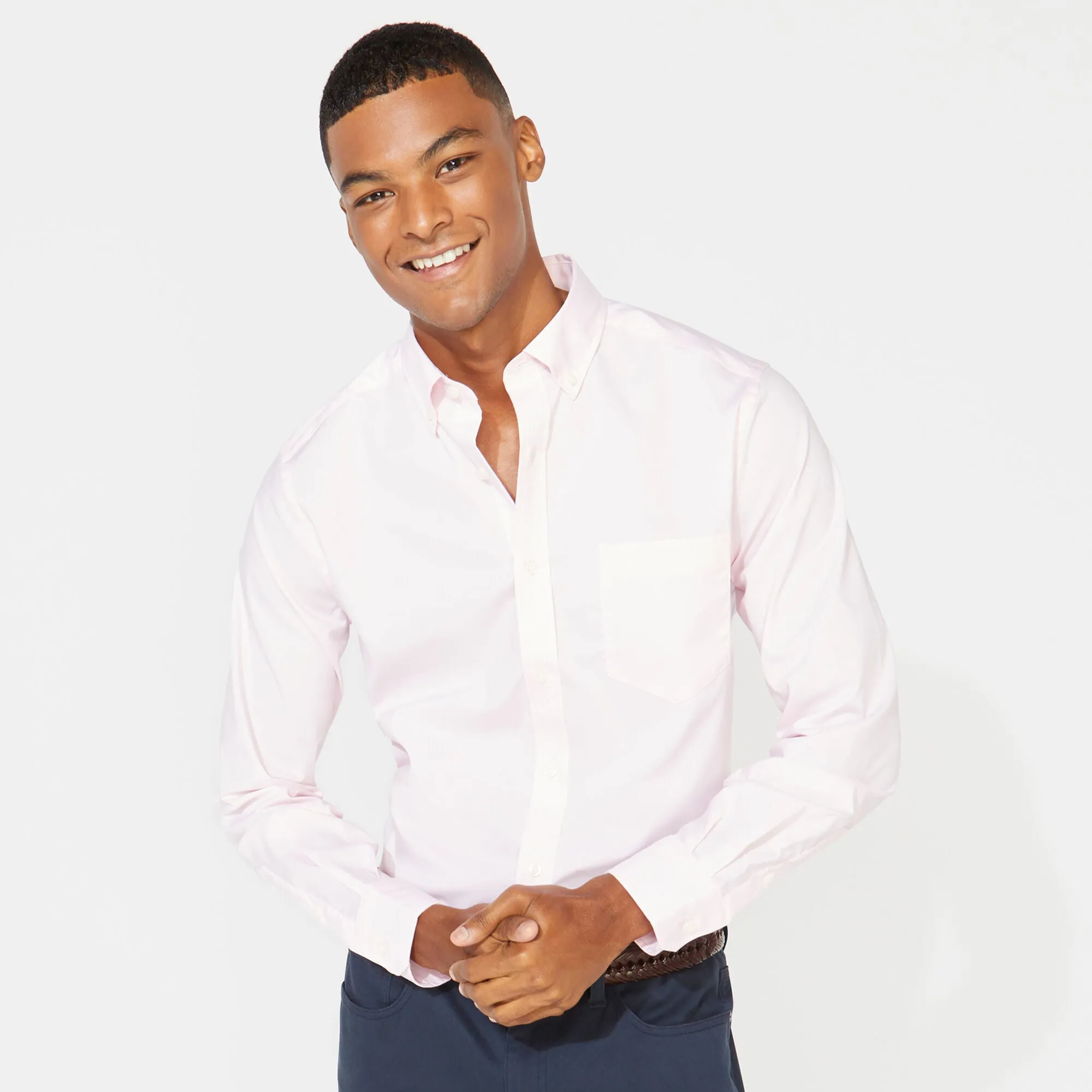 Nautica Mens Wrinkle-Resistant Wear To Work Poplin Shirt