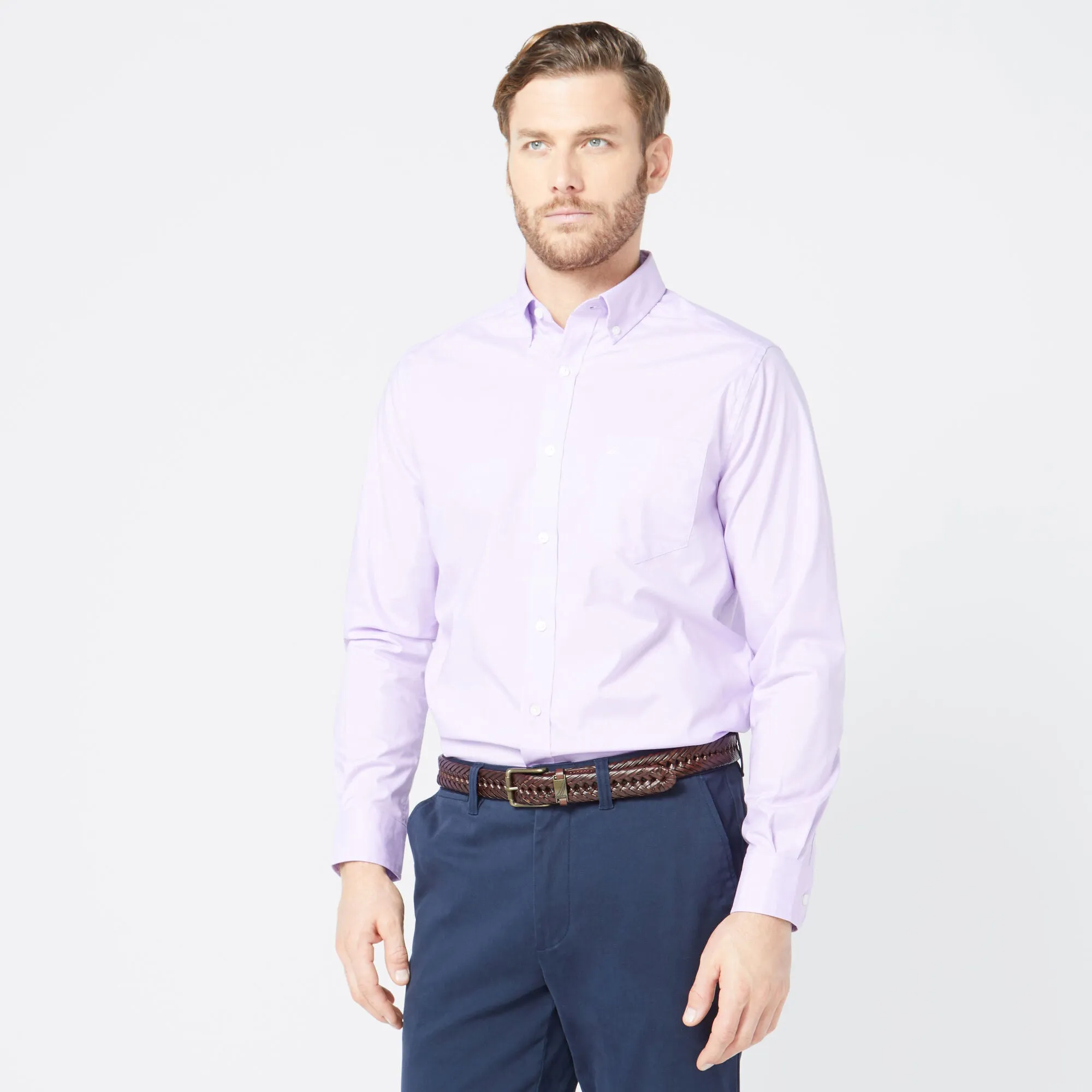 Nautica Mens Wrinkle-Resistant Wear To Work Poplin Shirt