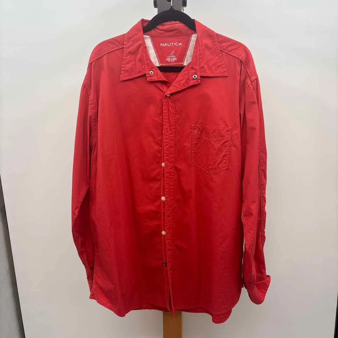Nautica Women's Size XL Red Cotton Solid Long Sleeve Shirt