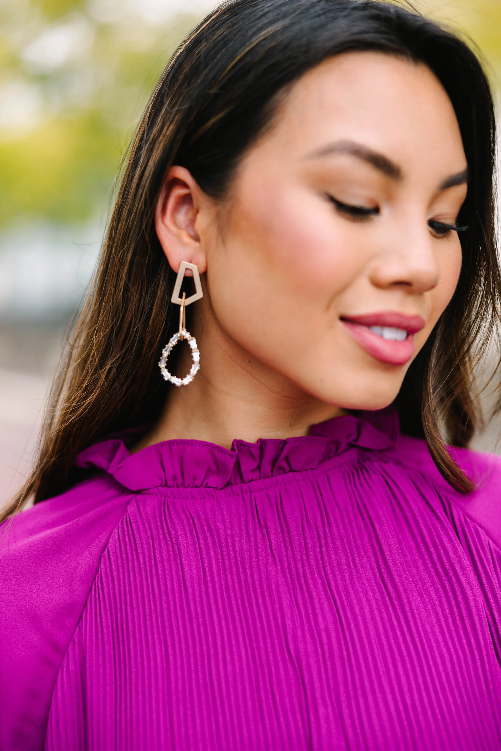 Need You Now Gold Crystal Earrings