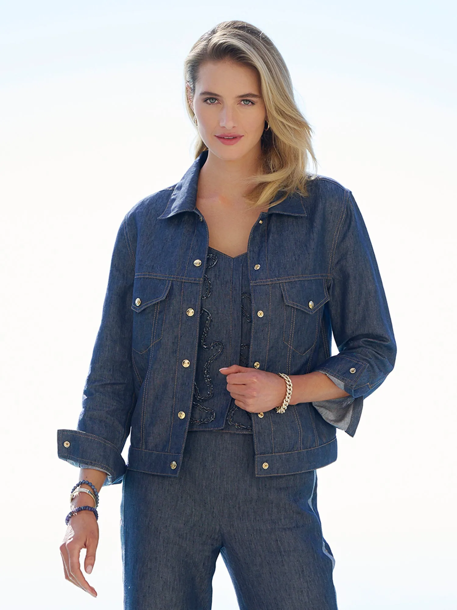 Neive Reversible Linen Jean Jacket