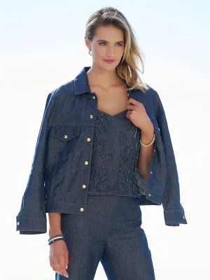 Neive Reversible Linen Jean Jacket