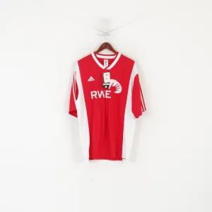 New Adidas Men 2XL Shirt Red White Football #2 RWE Striker Jersey V Neck Top