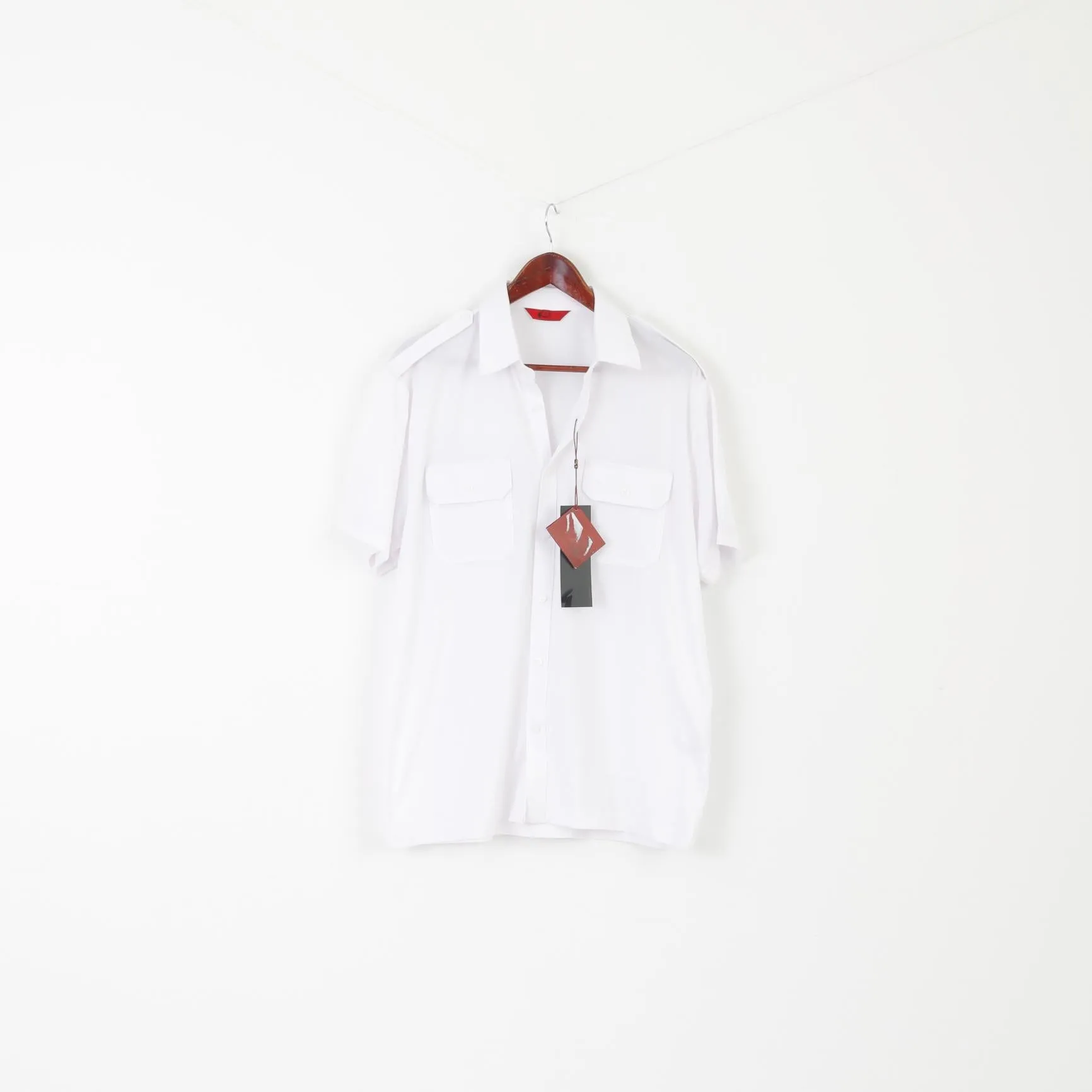 New Gabicci Men L Polo Shirt White Cotton Pockets Buttoned Retro Style Classic Top