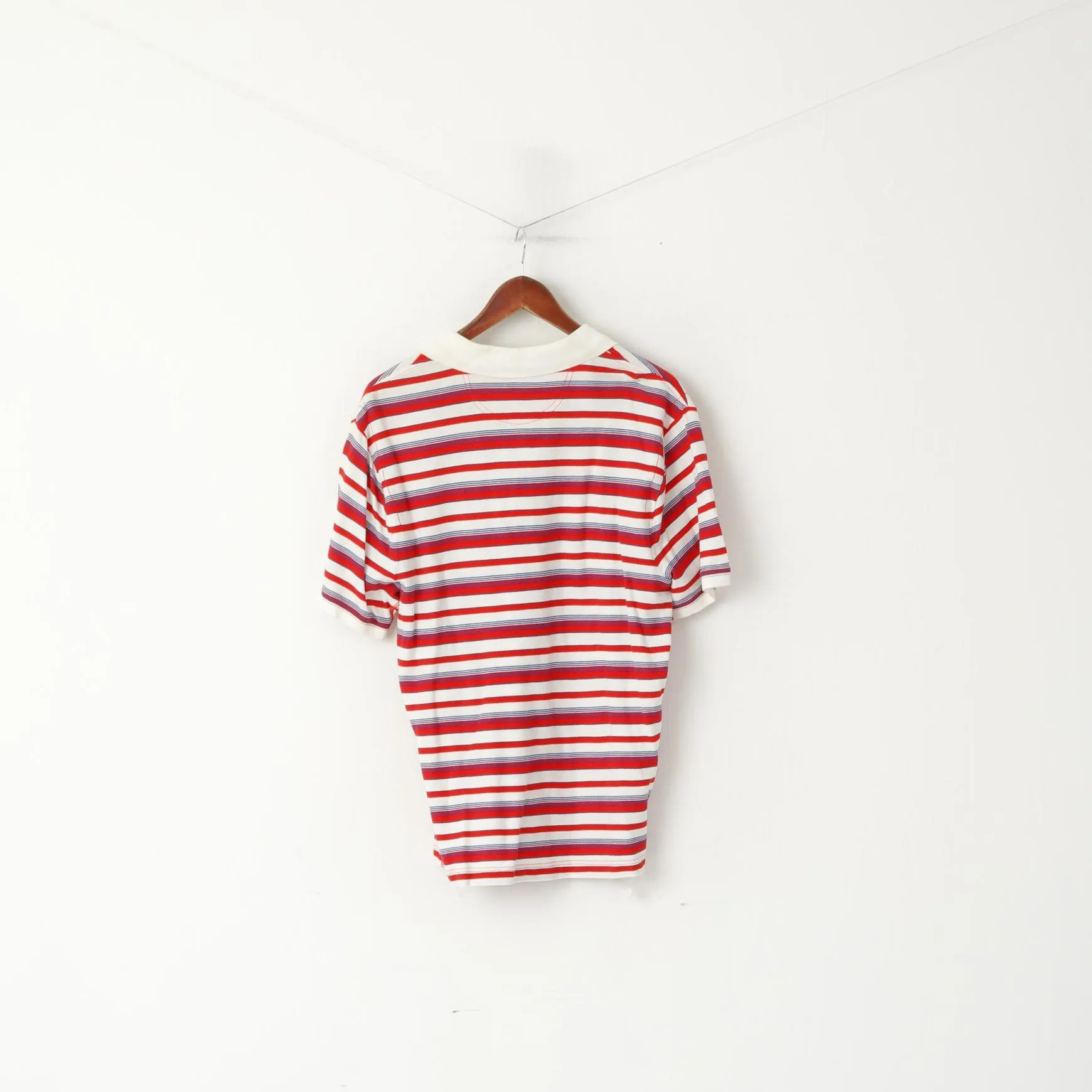New Penguin Men L Polo Shirt Red Cream Cotton Striped Heritage Slim Fit Top