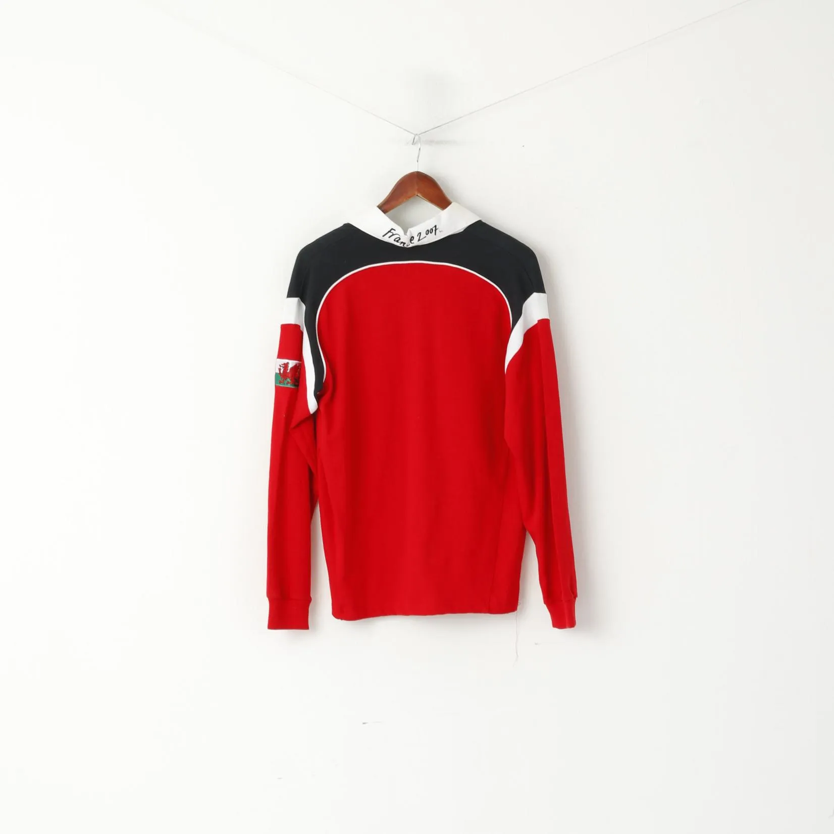 New Rugby World Cup 2007 Men S Polo Shirt Red Cotton France Long Sleeve Top