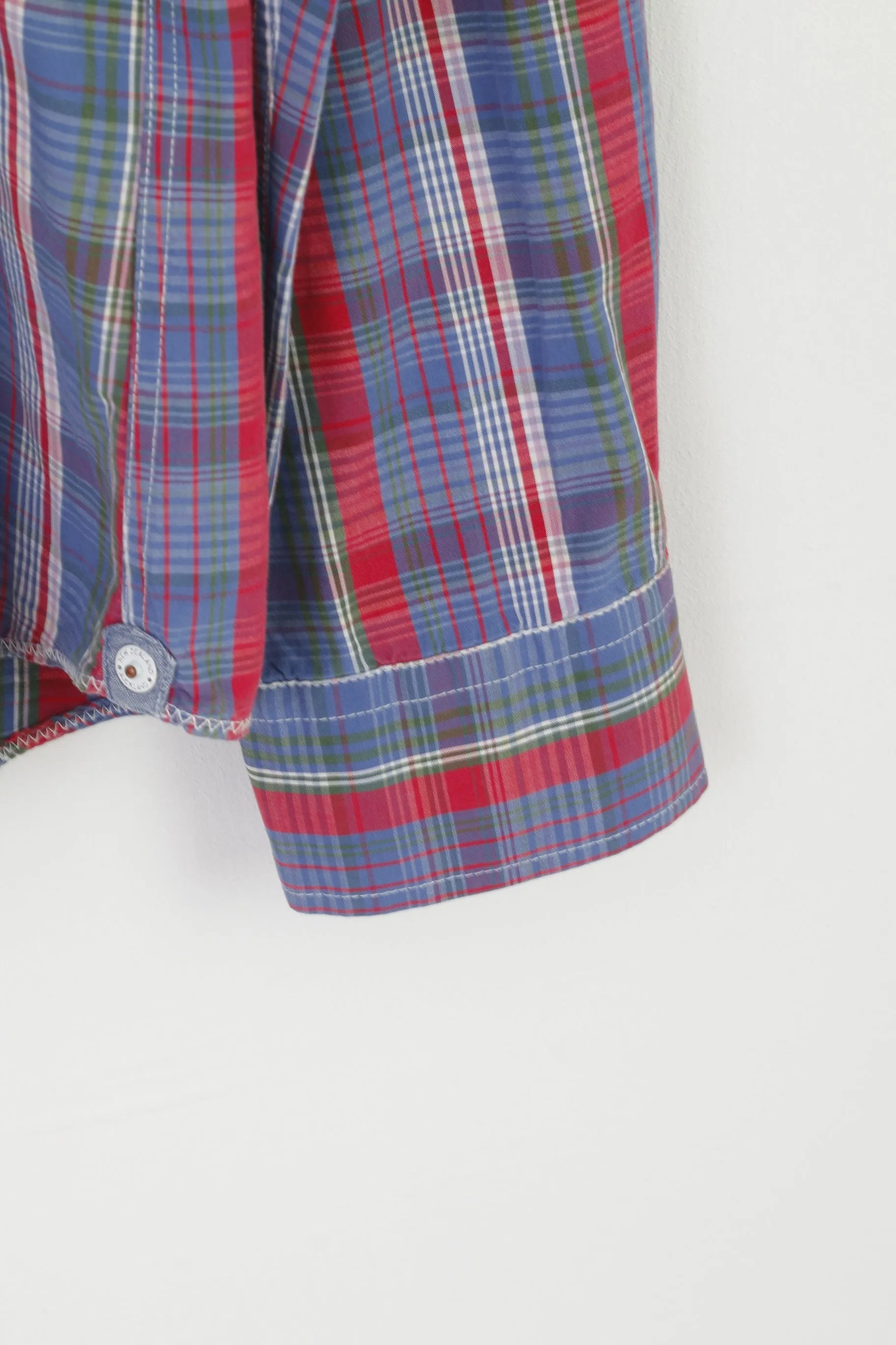 New Zealand Auckland Men XL Casual Shirt Blue Check Cotton Long Sleeve Top