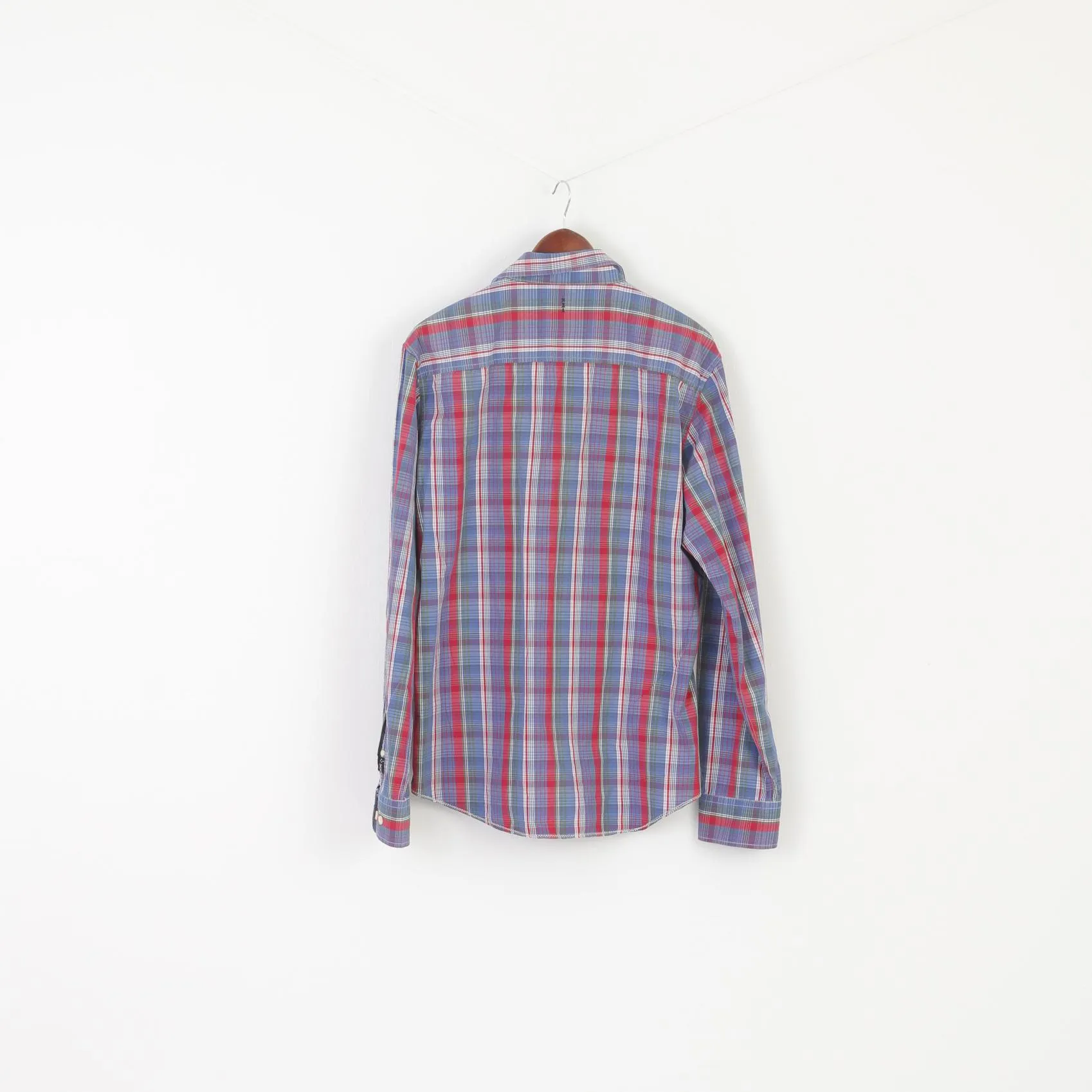 New Zealand Auckland Men XL Casual Shirt Blue Check Cotton Long Sleeve Top