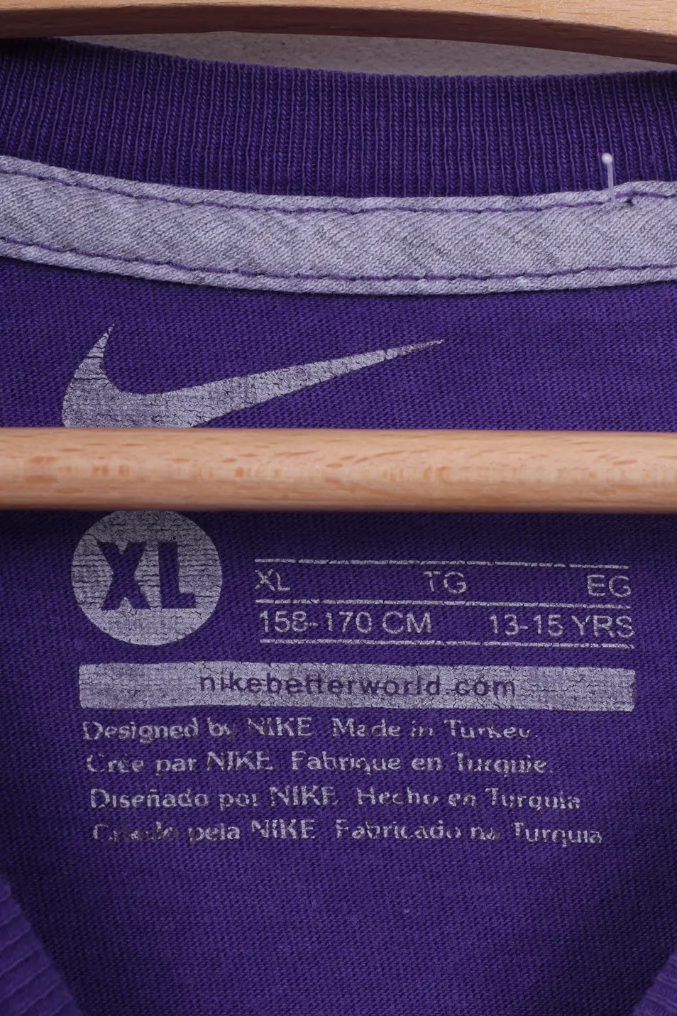 Nike Boys XL 13-15Yrs Graphic Shirt Purple Crew Neck Cotton