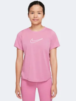 Nike Df One Fitted Girls Training T-Shirt Flamingo/White
