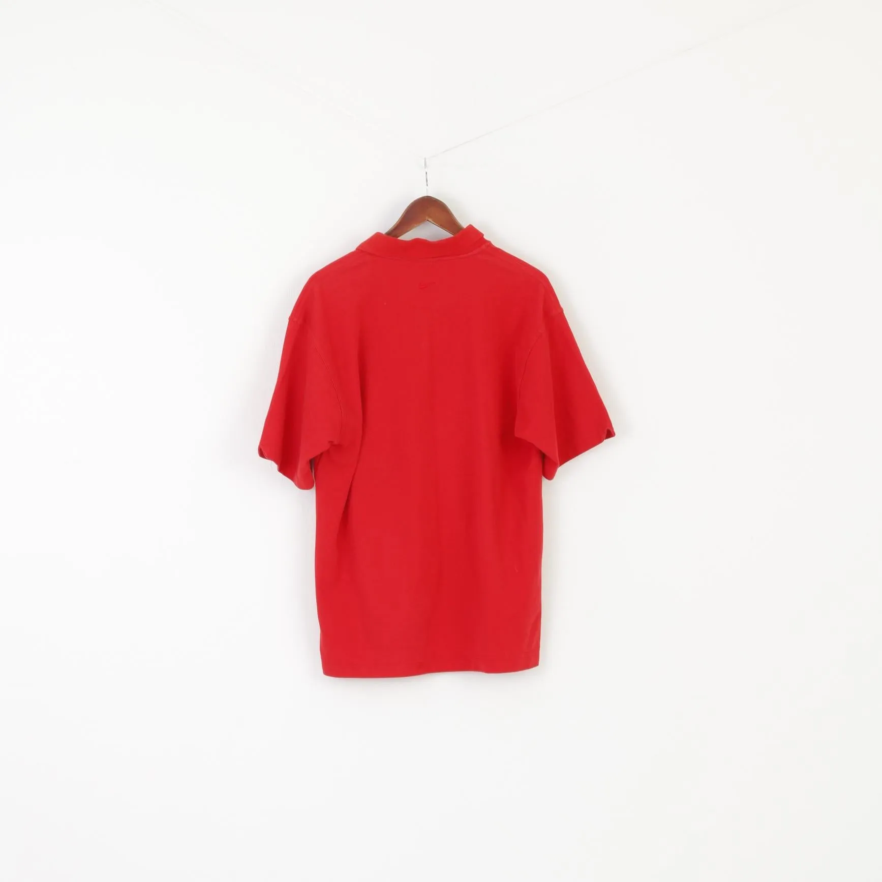 Nike Men L Polo Shirt Red Cotton Dri-Fit Golf Sportswear Vintage Short Sleeve Top
