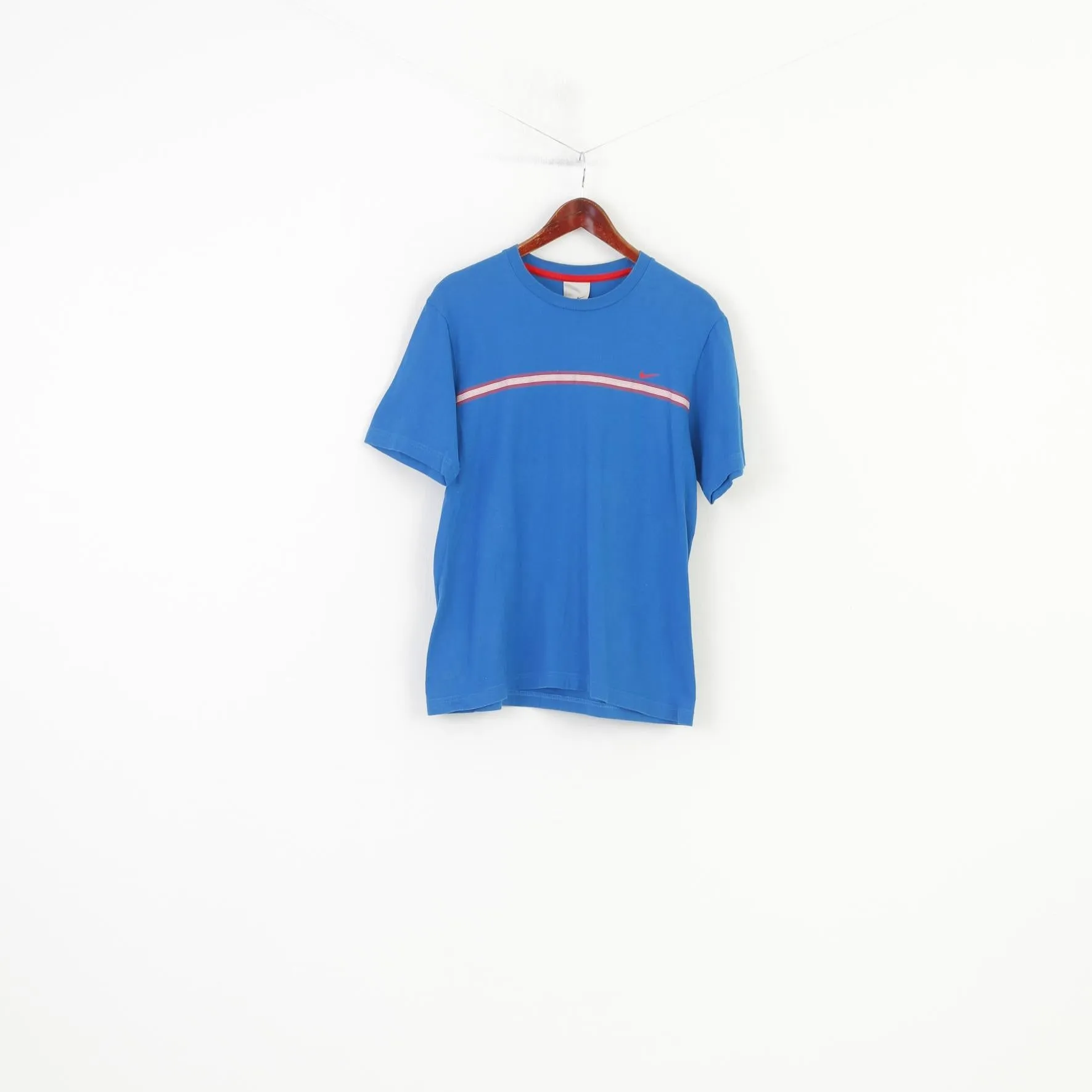Nike Men  M T- Shirt Blue Cotton Crew Neck Sport Jersey Vintage Short Sleeve Top