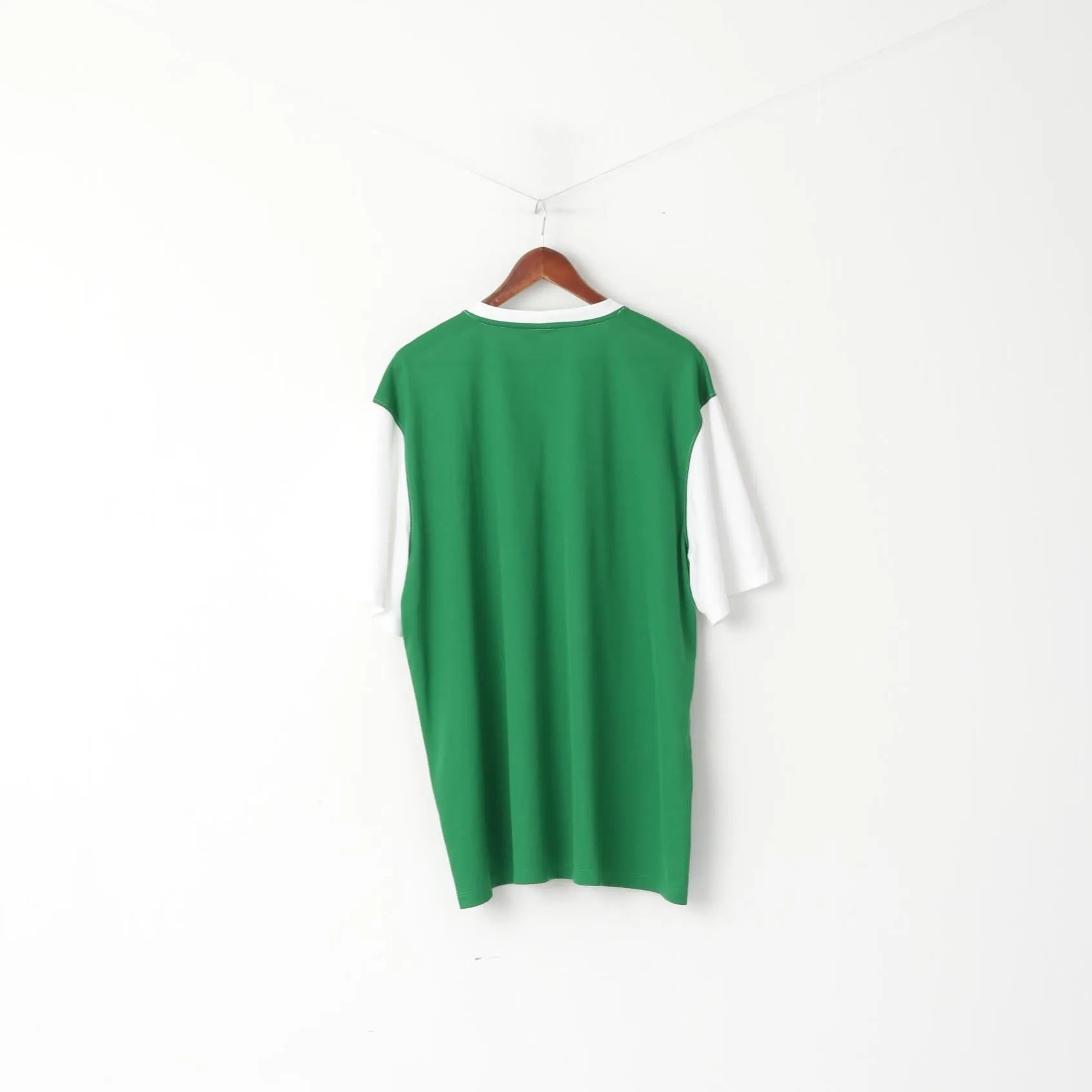 Nike Team Men XXL Shirt White Green Crew Neck Dri Fit Activewear Sport Jersey