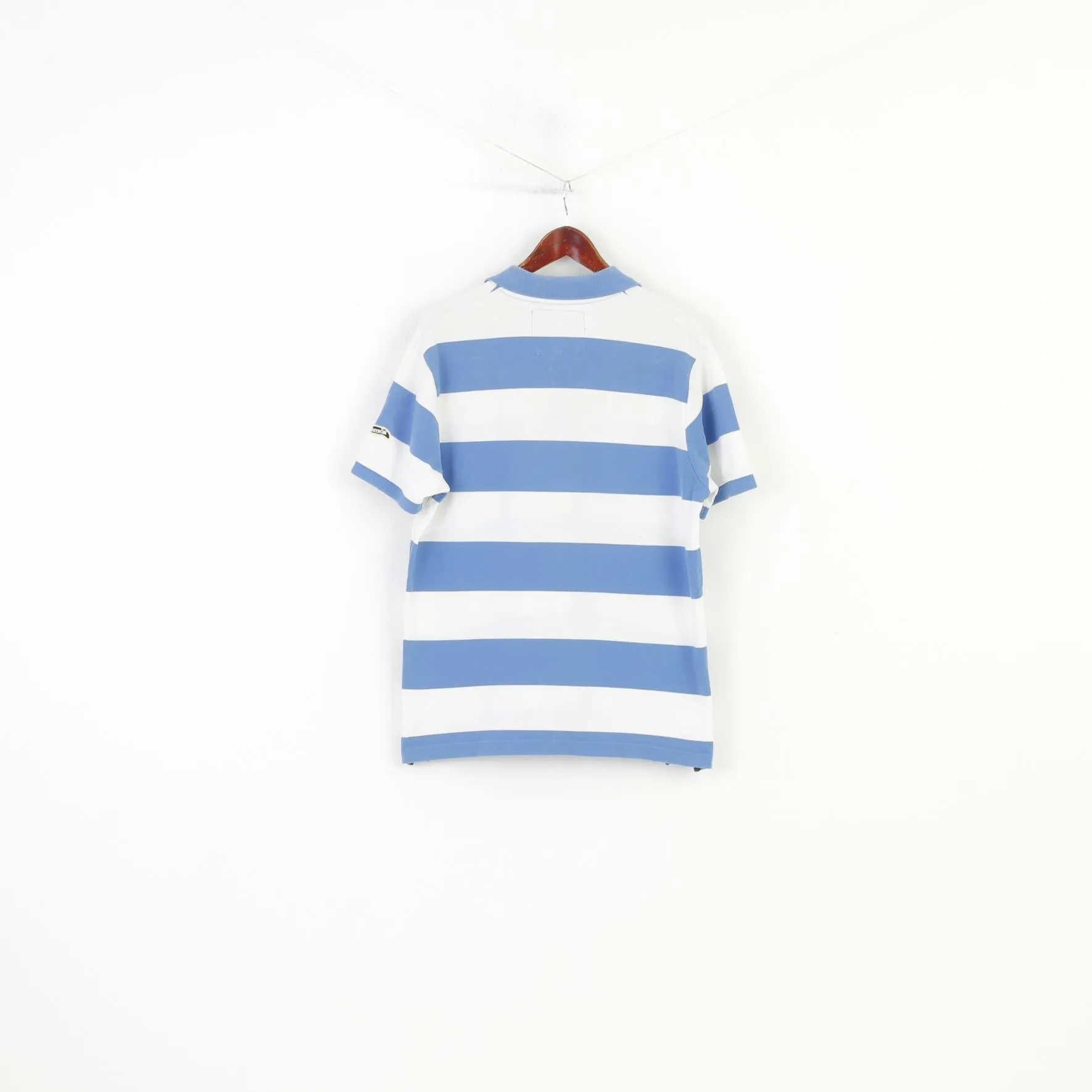 Nils Sundström Men L Polo Shirt Striped Blue White Cotton Argentina Polo Team Vintage Top