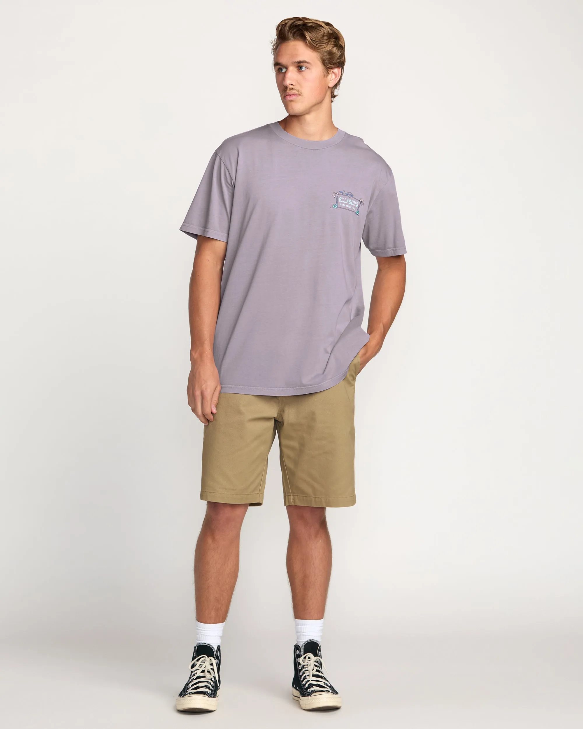 No Vacancy Premium Wave Wash Tee - Light Purple Billabong