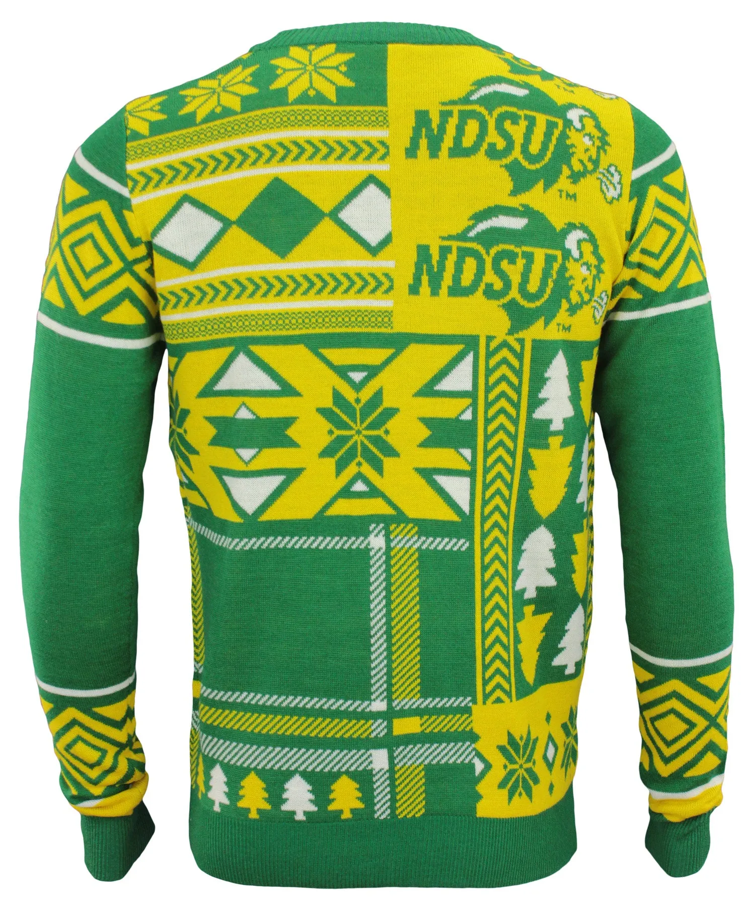 North Dakota State Bison NCAA Mens Ugly Holiday Sweater, Yellow / Green