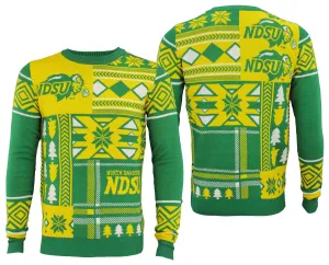 North Dakota State Bison NCAA Mens Ugly Holiday Sweater, Yellow / Green