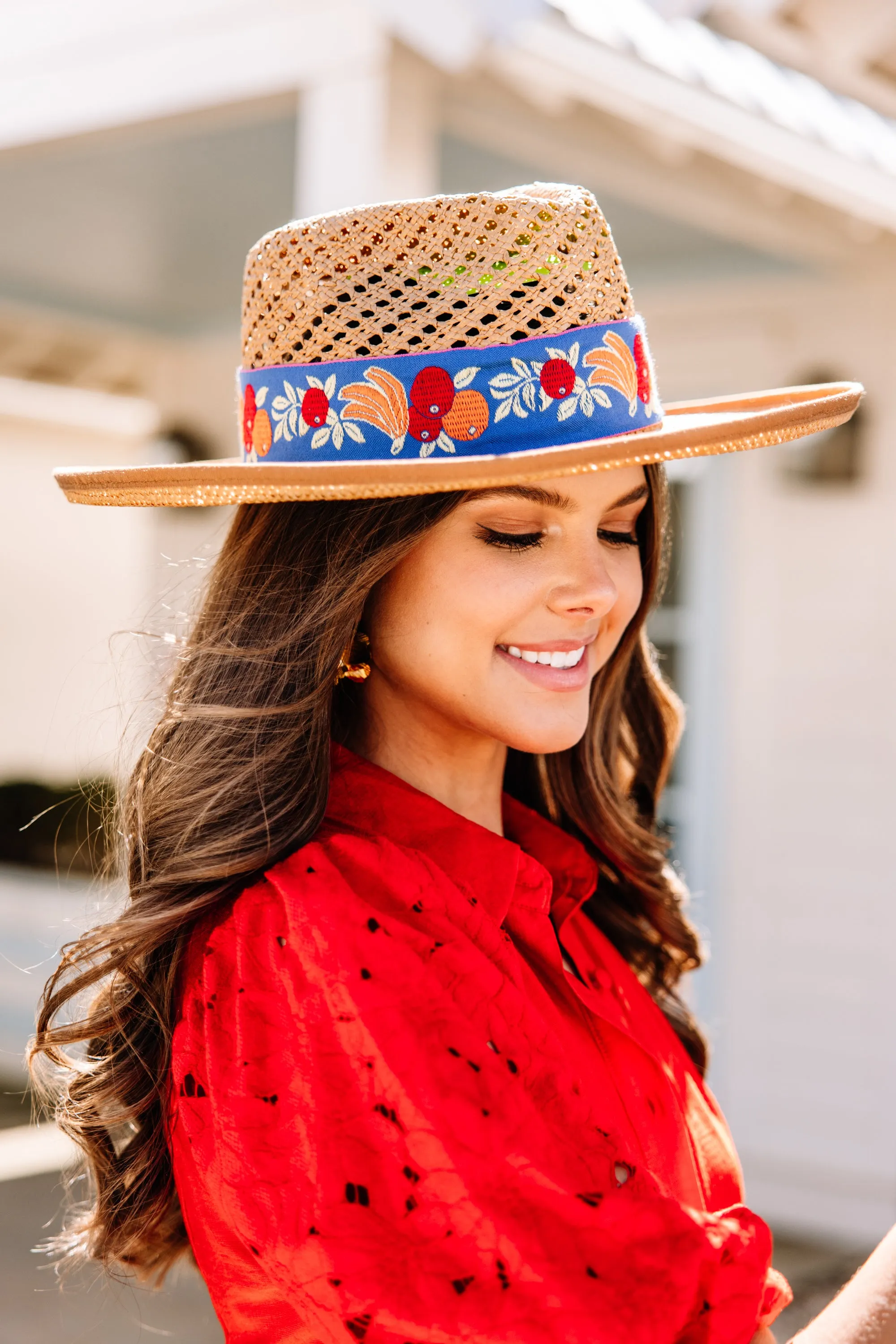 Olive & Pique: Sweet Beginnings Tan Straw Banded Hat