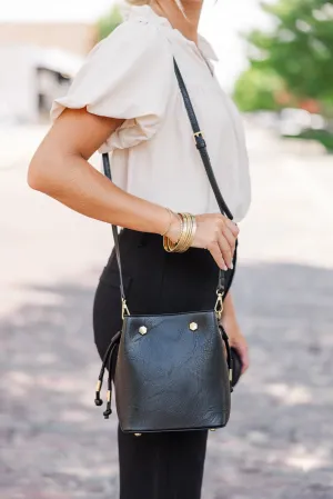 On The Go Black Bucket Bag