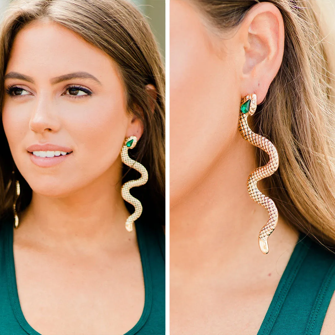 On The Move Gold Snake Earrings