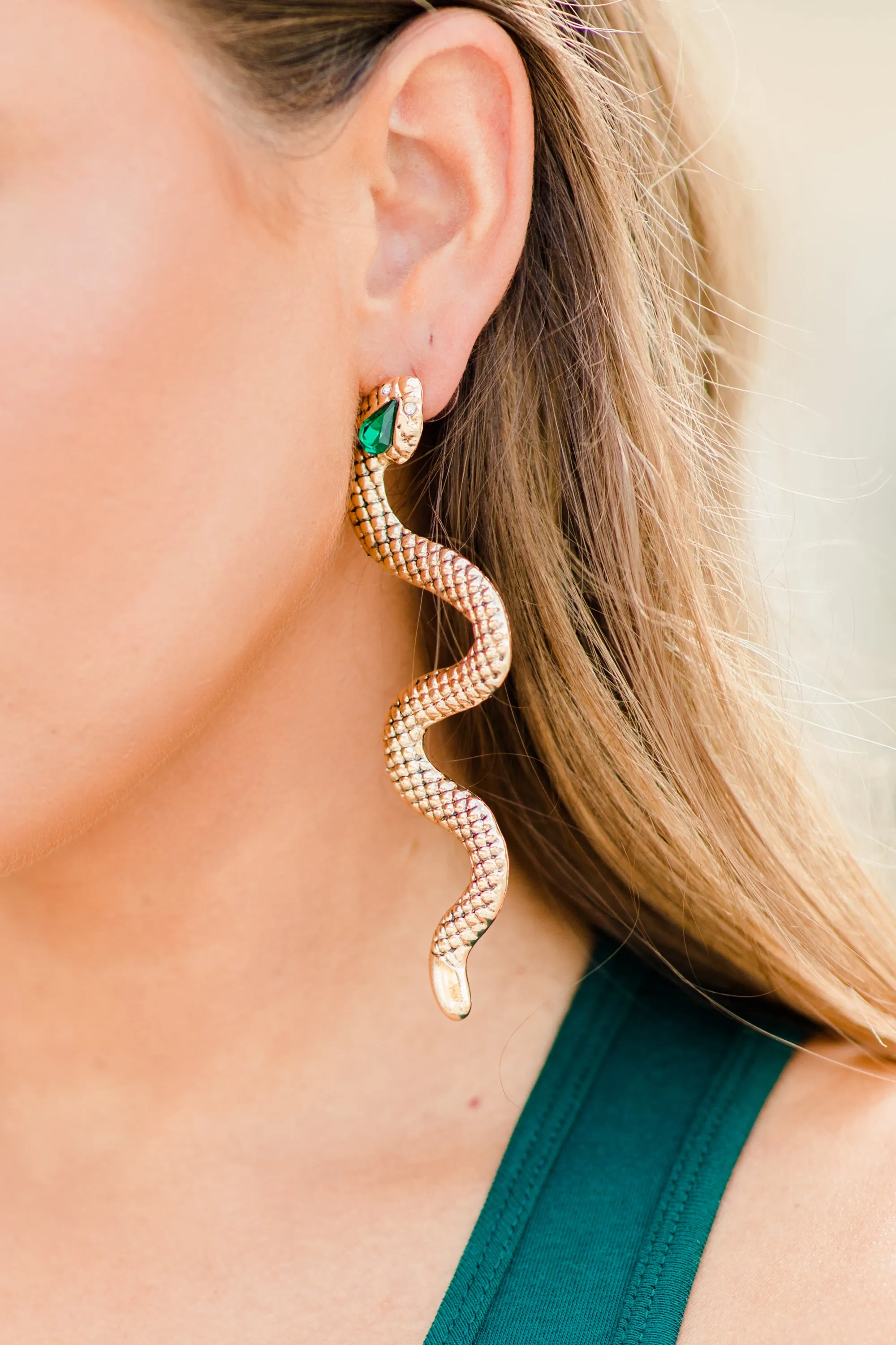On The Move Gold Snake Earrings