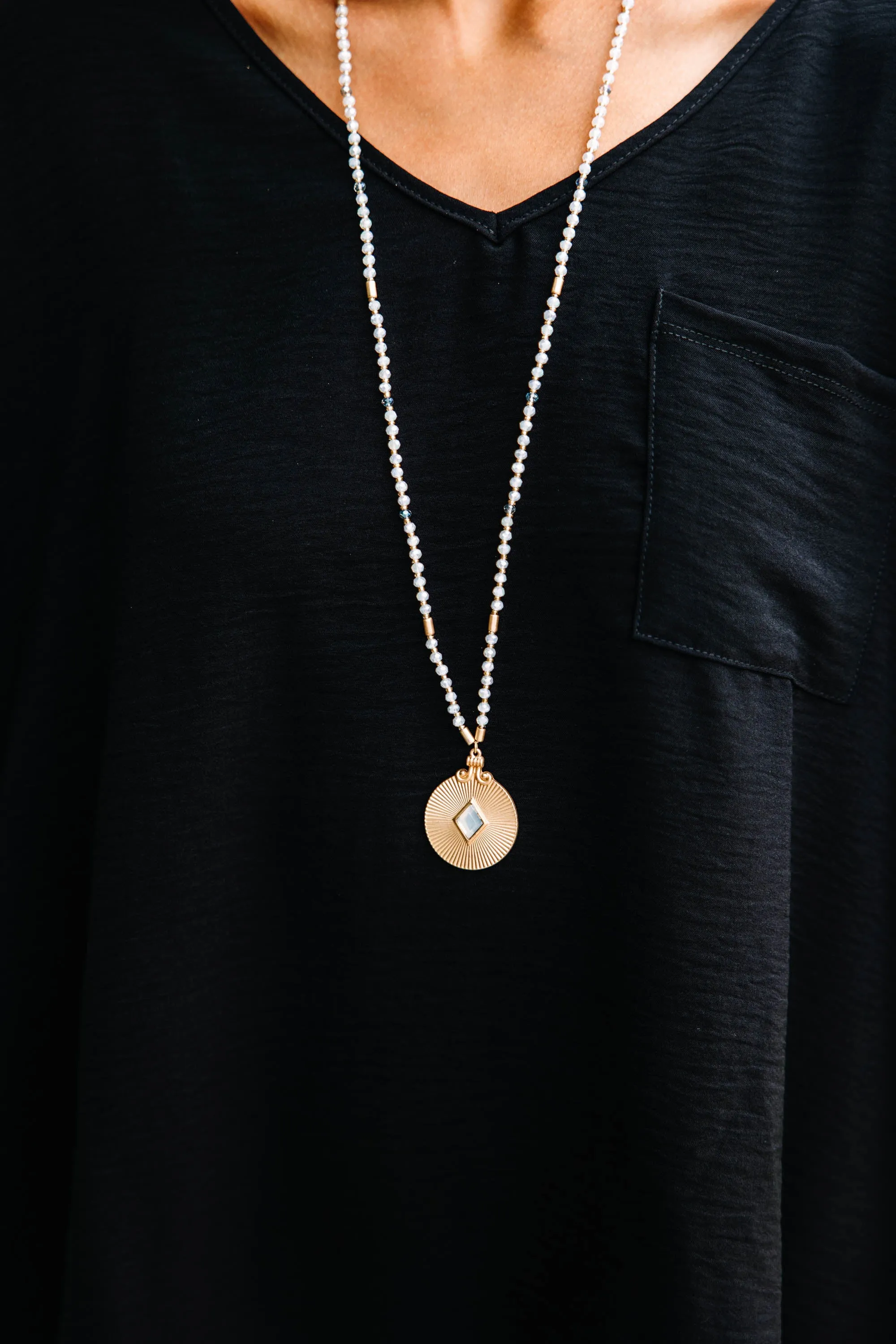 On This Occasion Opal White Beaded Necklace