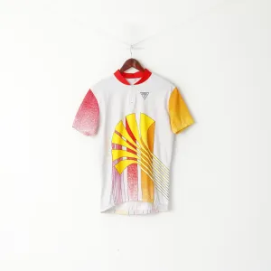 One And 2 Men 54 XL Cycling Shirt White Vintage Made in Italy Zip Neck Bike Top