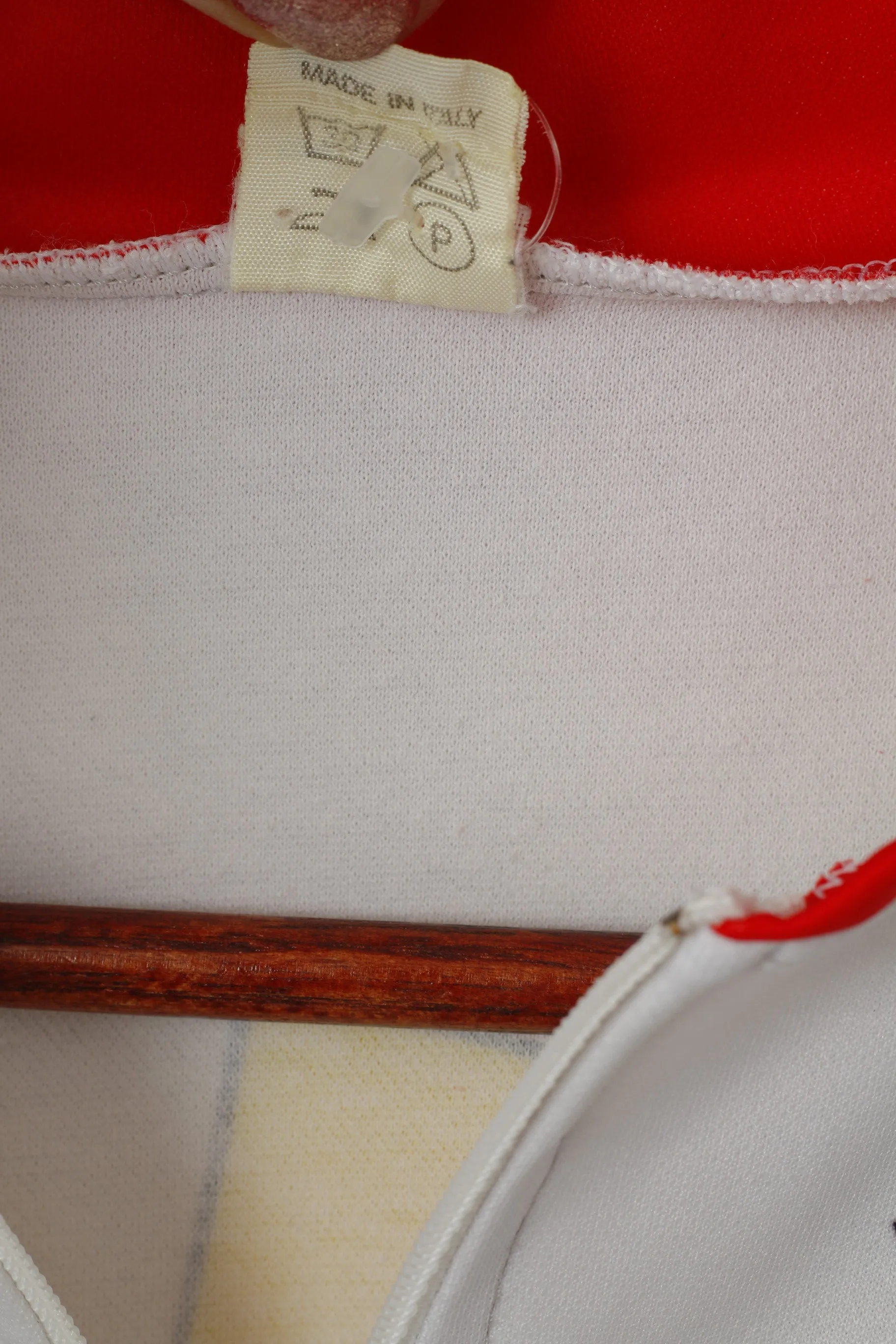 One And 2 Men 54 XL Cycling Shirt White Vintage Made in Italy Zip Neck Bike Top