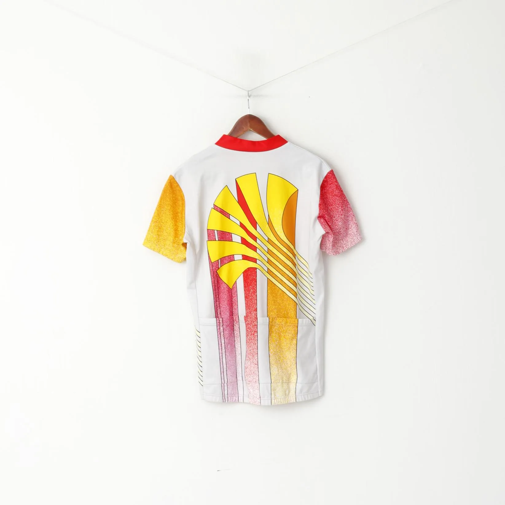 One And 2 Men 54 XL Cycling Shirt White Vintage Made in Italy Zip Neck Bike Top