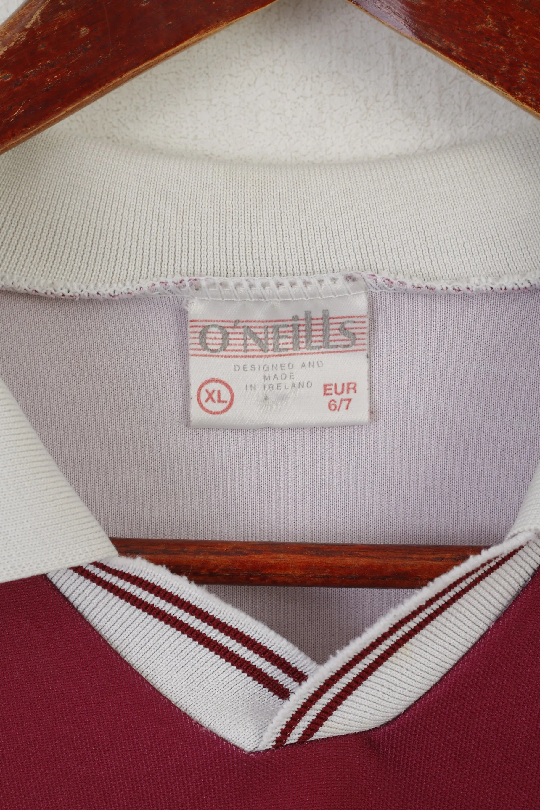 O'Neills Men XL Polo Shirt Maroon Cumann Iomanaioct Gaelic Vintage #22 Jersey Top