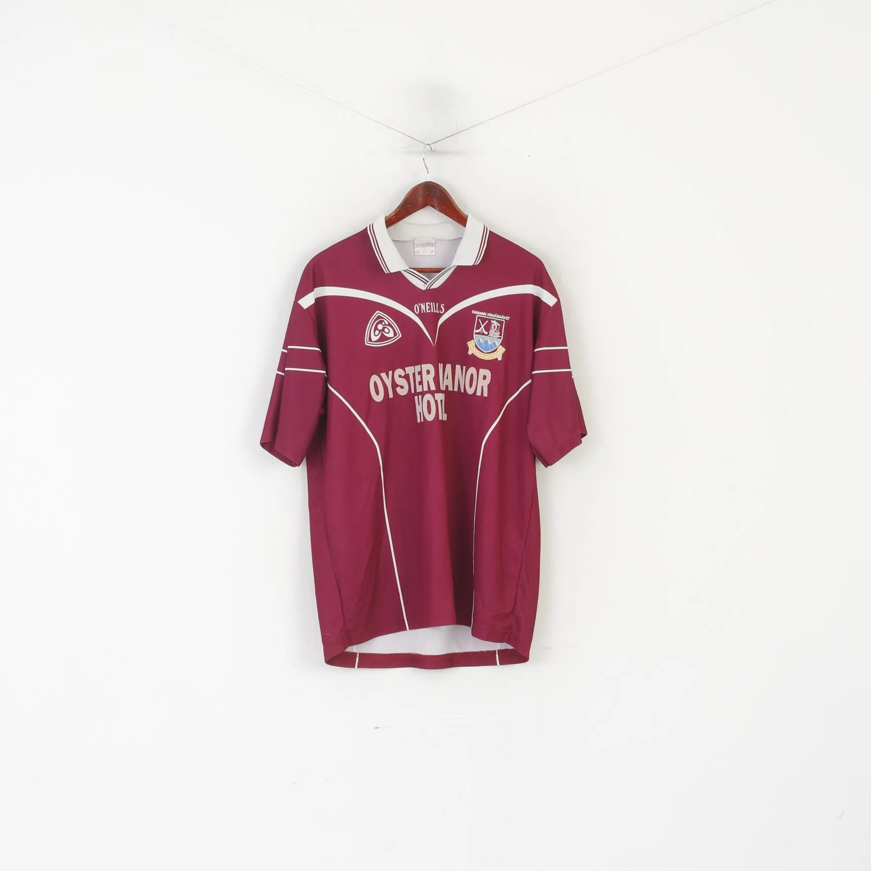 O'Neills Men XL Polo Shirt Maroon Cumann Iomanaioct Gaelic Vintage #22 Jersey Top