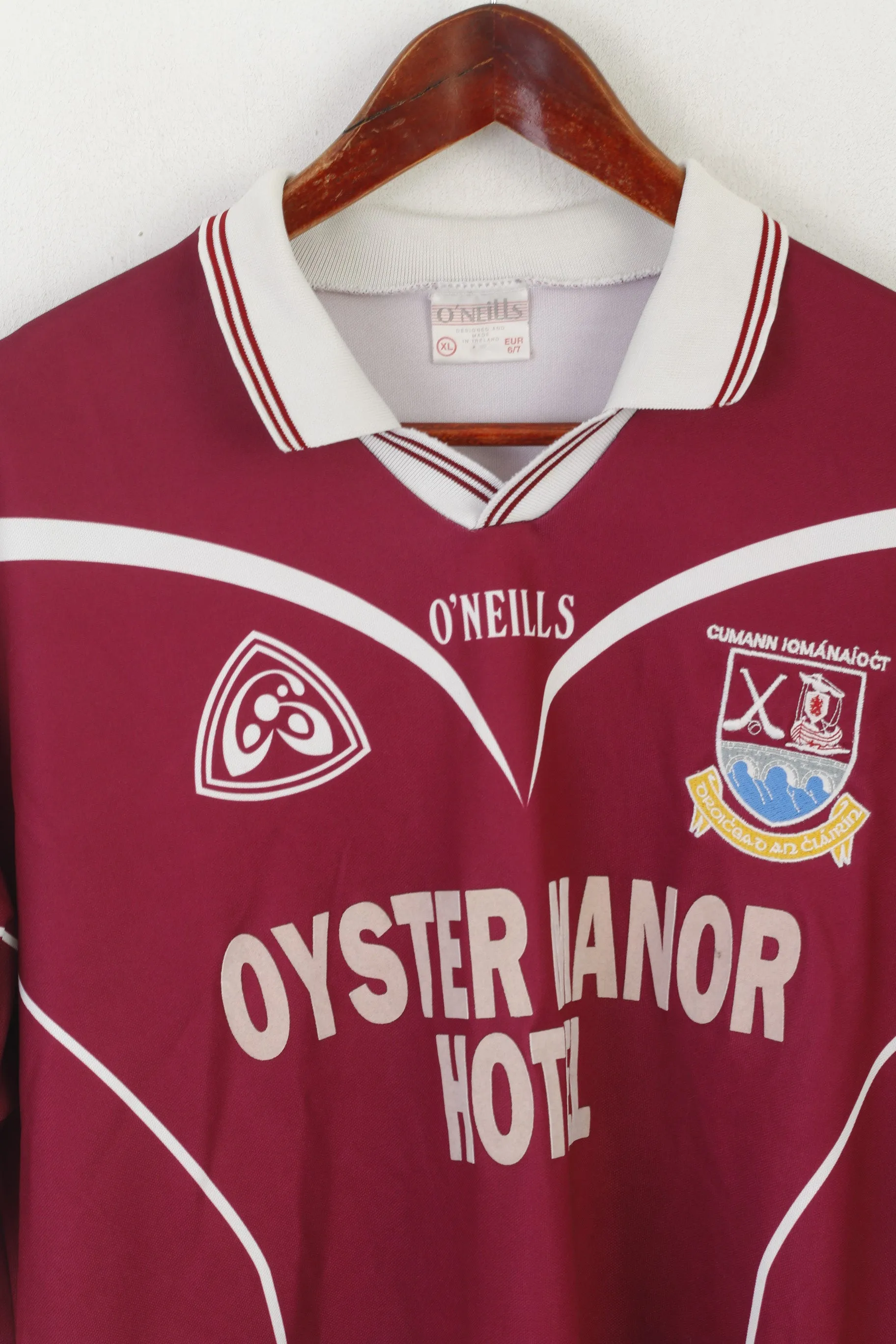 O'Neills Men XL Polo Shirt Maroon Cumann Iomanaioct Gaelic Vintage #22 Jersey Top
