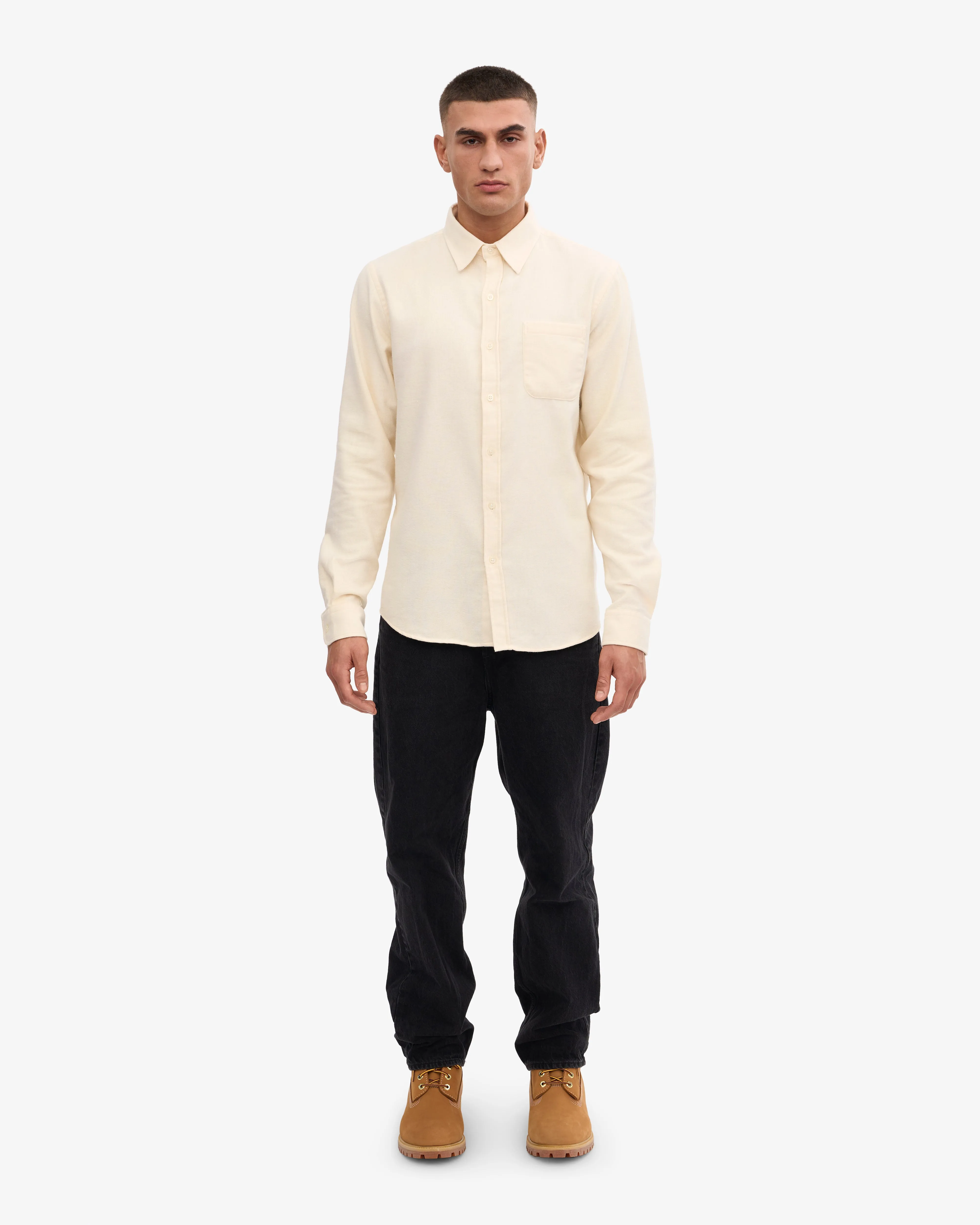 Organic Flannel Shirt - Ivory White