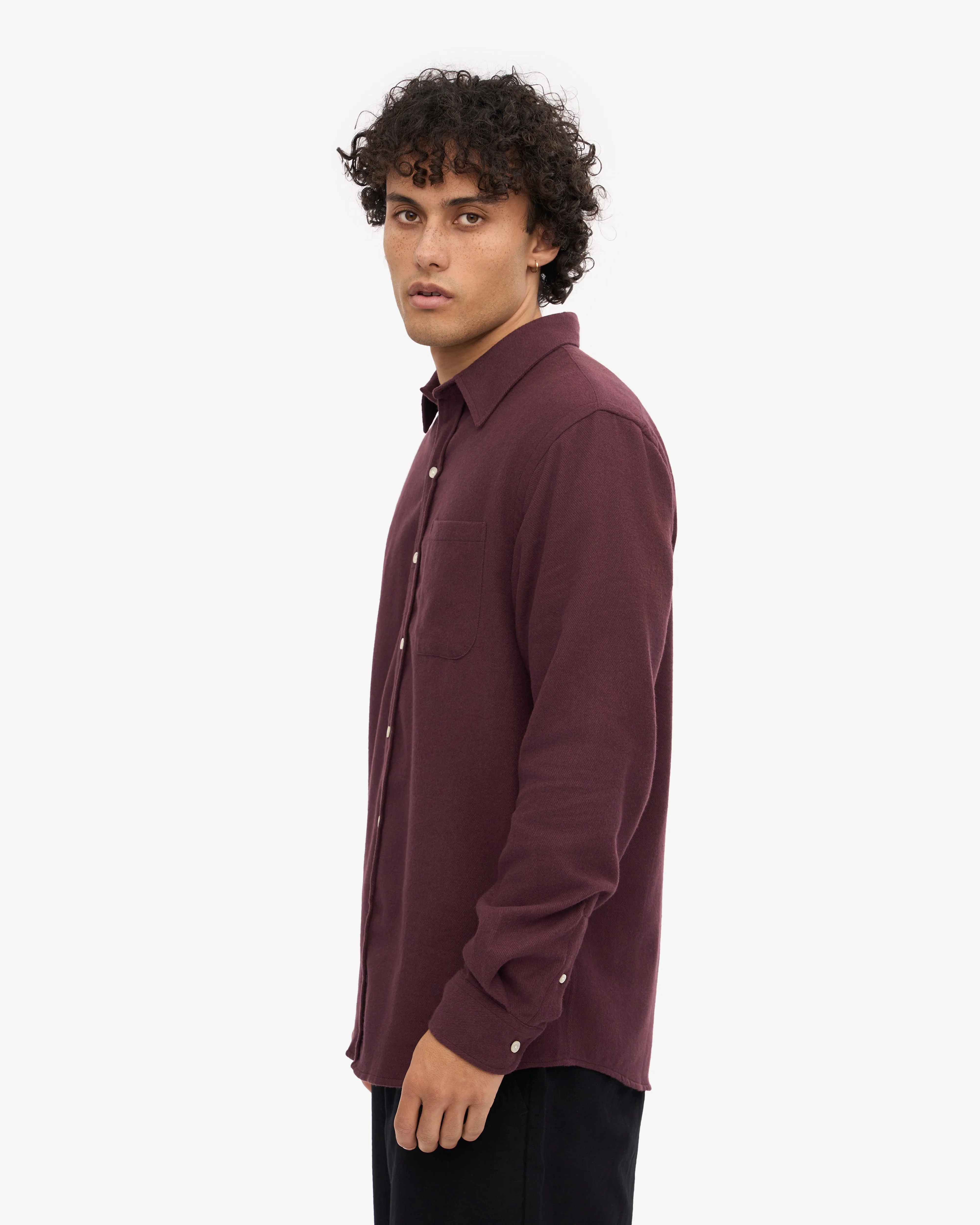 Organic Flannel Shirt - Oxblood Red