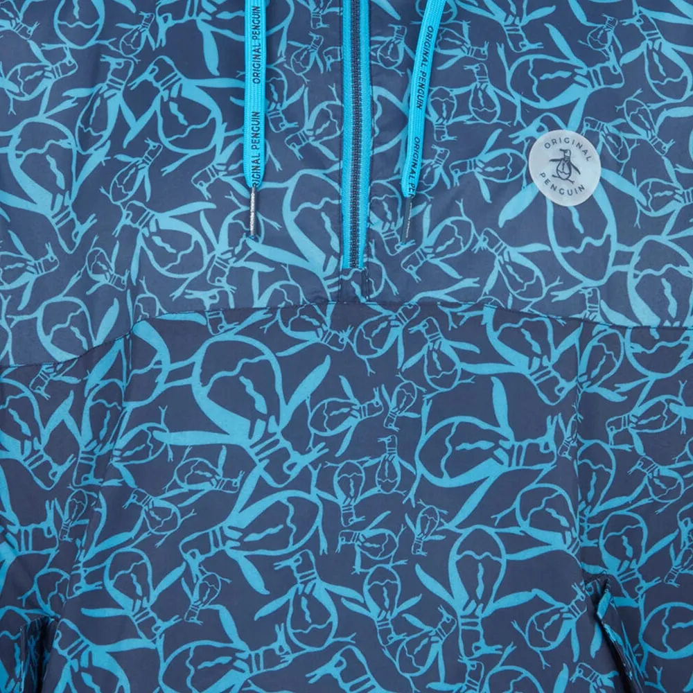 Original Penguin 1/4 Zip Trademark Printed Wind Jacket - Black Iris
