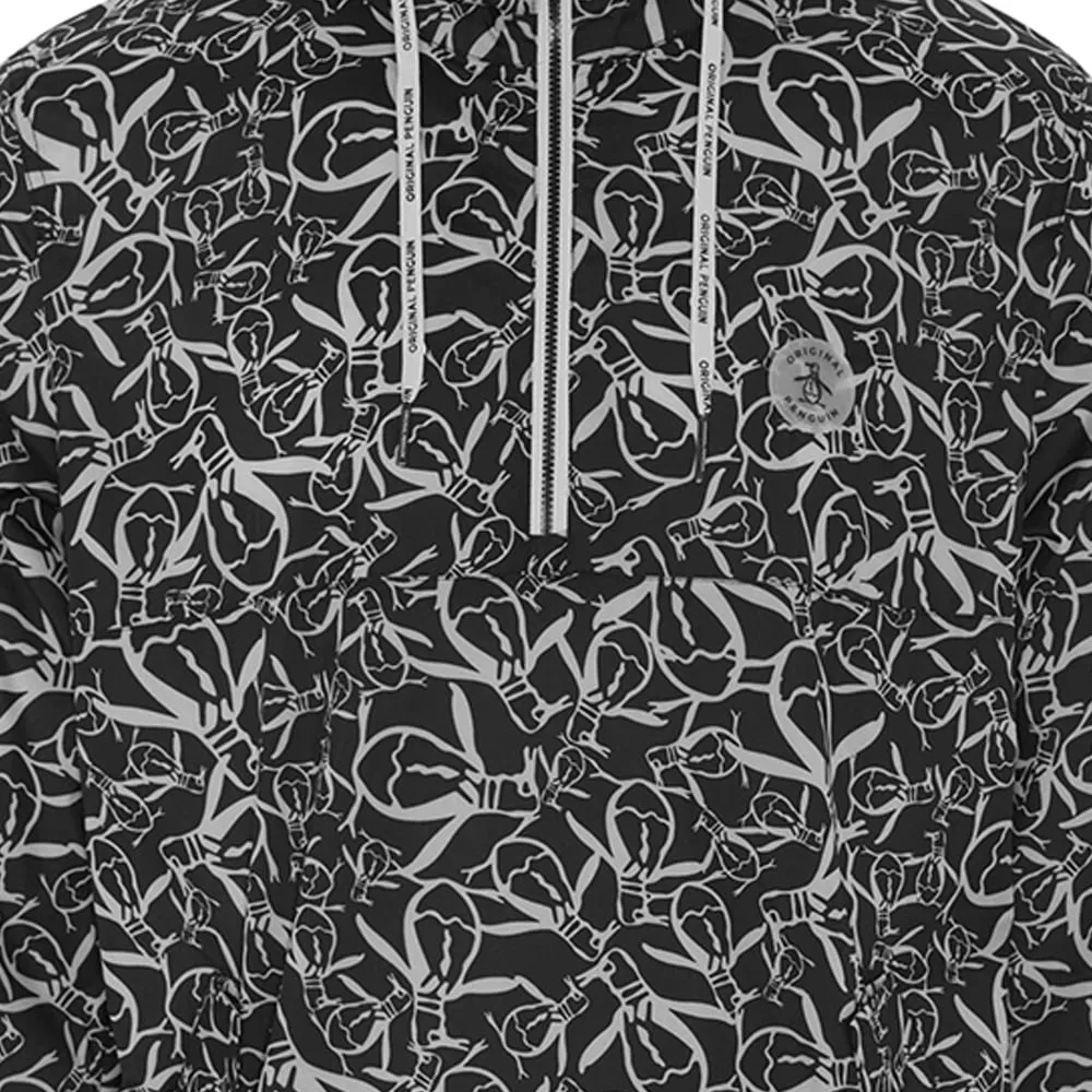 Original Penguin 1/4 Zip Trademark Printed Wind Jacket - Caviar