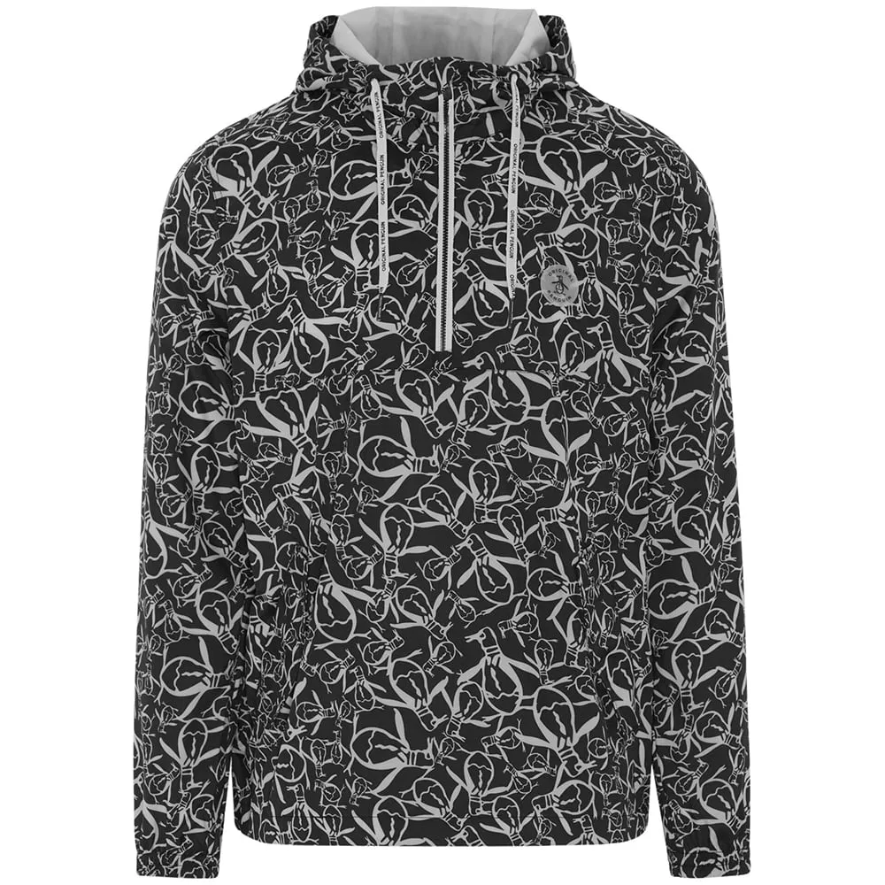 Original Penguin 1/4 Zip Trademark Printed Wind Jacket - Caviar
