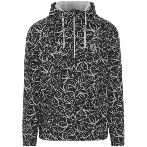 Original Penguin 1/4 Zip Trademark Printed Wind Jacket - Caviar