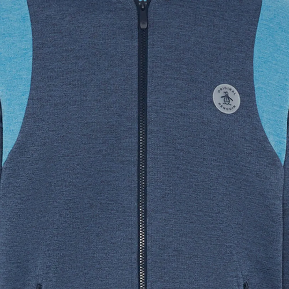 Original Penguin Full Zip 80's Bomber Colour Block Jacket - Black Iris/Bijou Heather