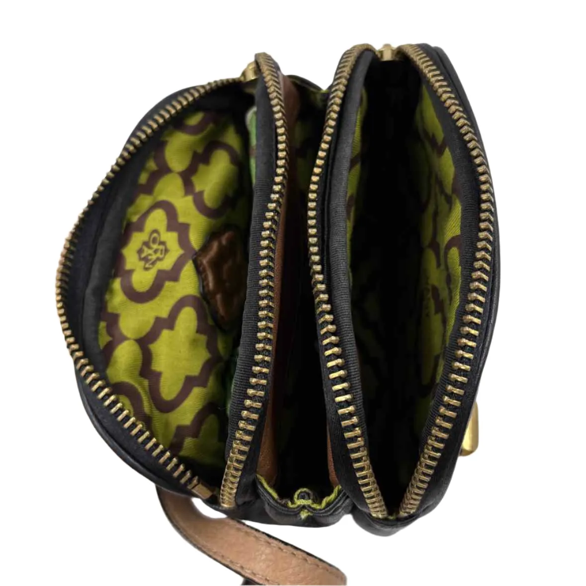 ORYANY Green Brown Black Leather Crossbody Purse w/Front Flap