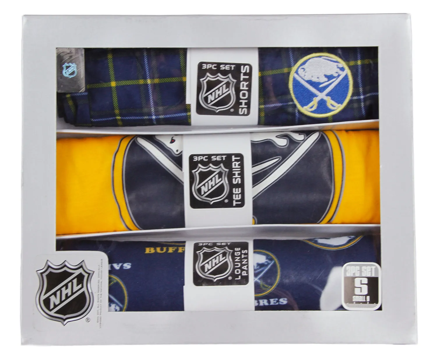 Outerstuff NHL Hockey Youth Buffalo Sabres 3-piece Boxed Pajama Set - Blue & Yellow