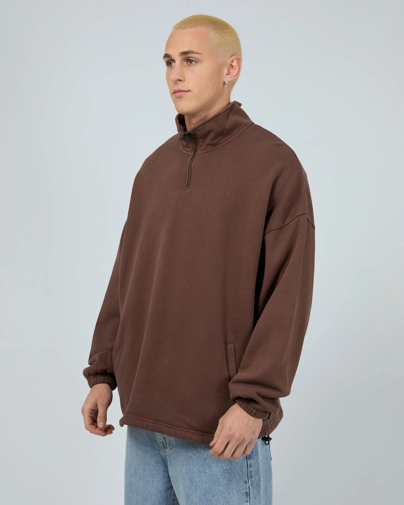 Oversized 1/4 Zip Jumper Chocolate