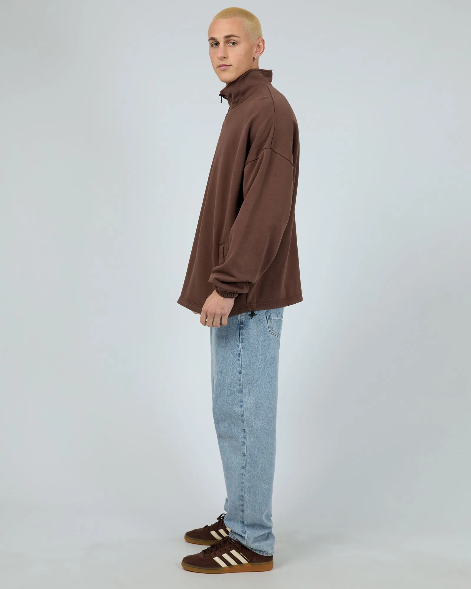 Oversized 1/4 Zip Jumper Chocolate
