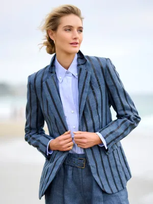 Paillette Stripe Linen Blazer