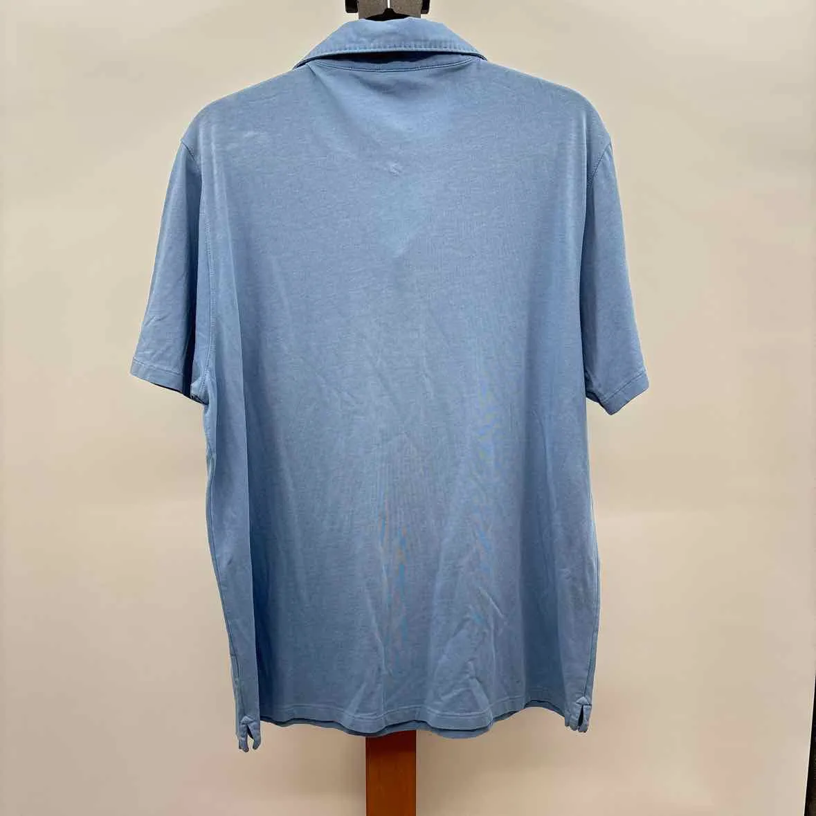 Patrick Assaraf Men's Size XL Blue Solid Short Sleeve Shirt