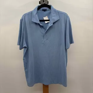 Patrick Assaraf Men's Size XL Blue Solid Short Sleeve Shirt